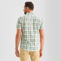 mutual weave Mens Short Sleeve Regular Fit Button-Down Shirt