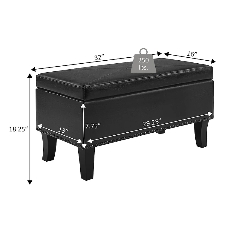 Convenience Concepts Designs4comfort Storage Lift-Top Ottoman