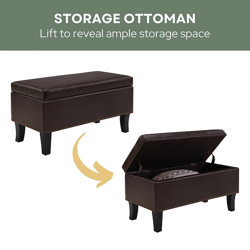 Convenience Concepts Designs4comfort Storage Lift-Top Ottoman