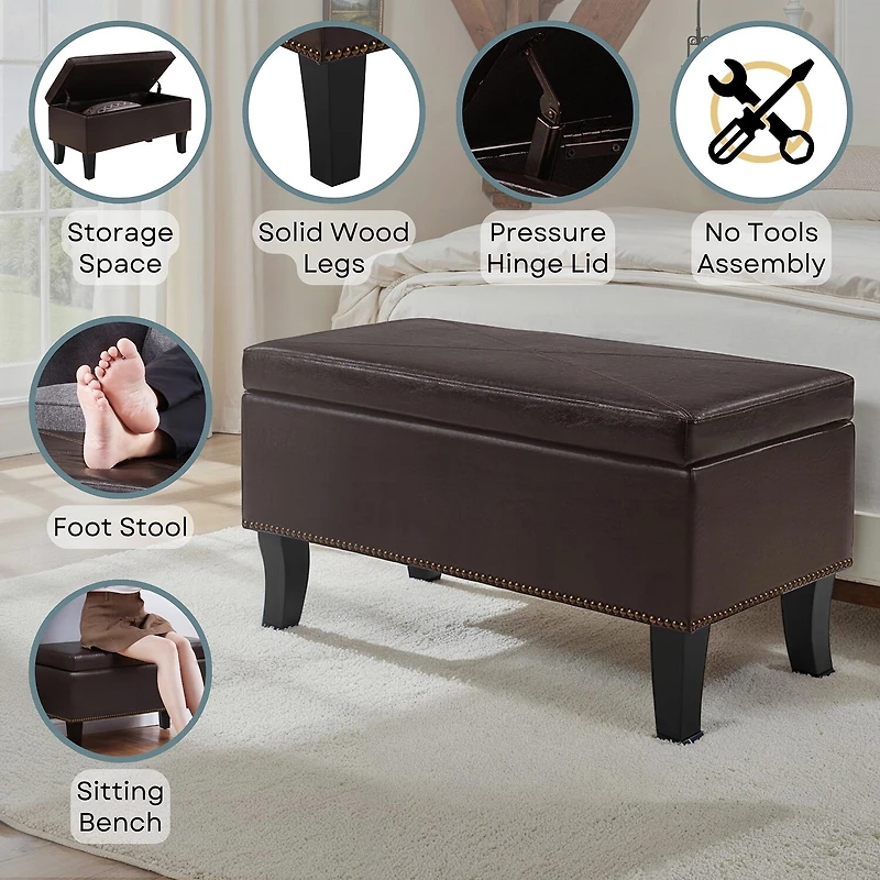 Convenience Concepts Designs4comfort Storage Lift-Top Ottoman