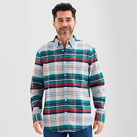 St. John's Bay Washed Oxford Mens Long Sleeve Classic Fit Stretch Fabric Button-Down Shirt