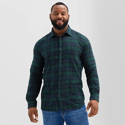 St. John's Bay Mens Long Sleeve Regular Fit Big and Tall Flannel Shirt