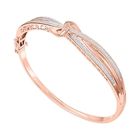 1/10 CT. T.W. Diamond Crossover Bangle Bracelet Sterling Silver or 14K Gold Over