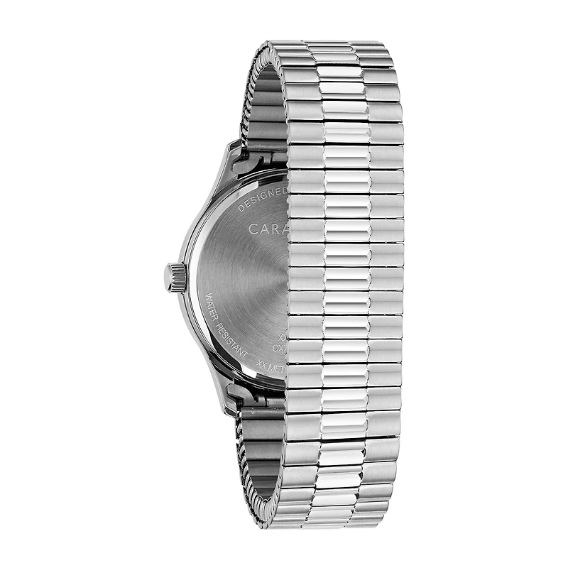 Caravelle Designed By Bulova Mens Silver Tone Stainless Steel Bracelet Watch 43b161