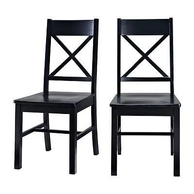 2-pc. Antique Brown Wood Dining Chairs
