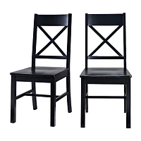 2-pc. Antique Brown Wood Dining Chairs