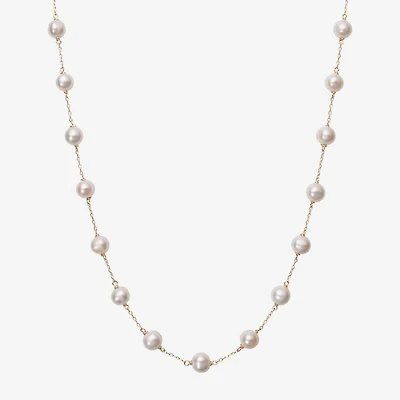 Womens Cultured Freshwater Pearl 10K Yellow Gold Strand Necklace
