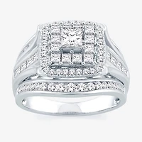 Signature By Modern Bride Womens 2 CT. T.W. Natural White Diamond 14K Gold Cushion Bridal Set
