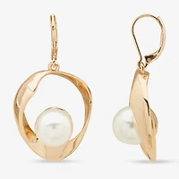 Worthington Gold Tone Womens Simulated Pearl Drop Earrings