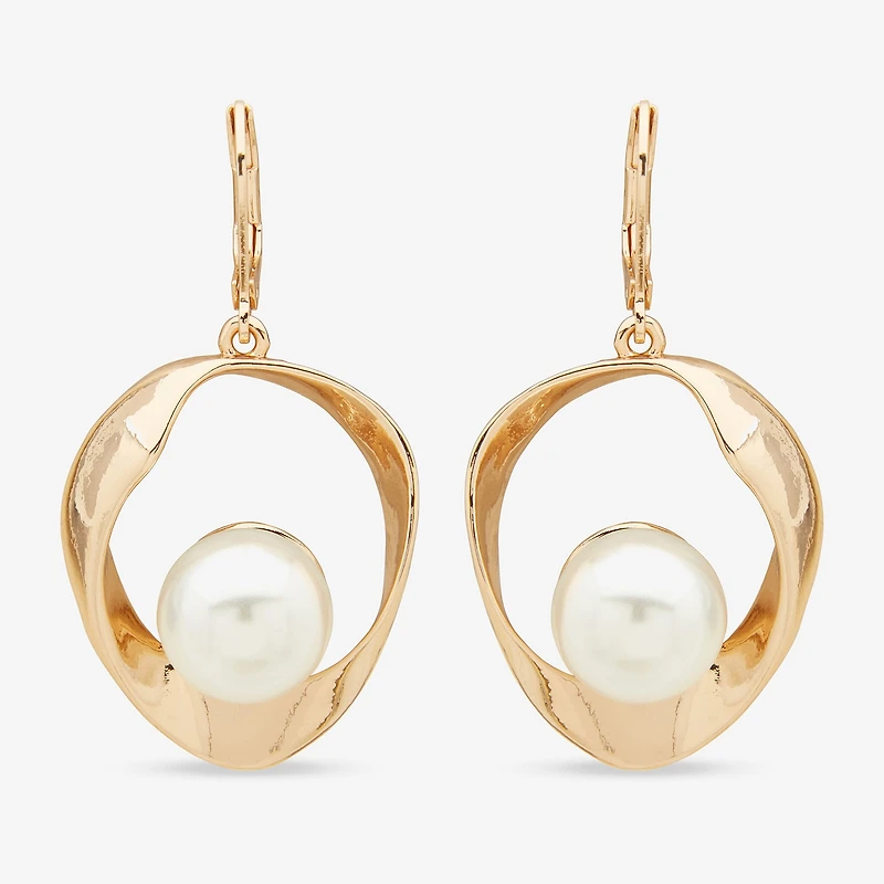 Worthington Gold Tone Womens Simulated Pearl Drop Earrings
