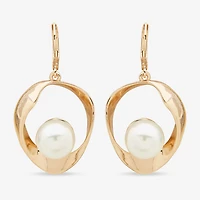 Worthington Gold Tone Womens Simulated Pearl Drop Earrings