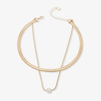 Worthington Gold Tone Link Womens Simulated Pearl 16 Inch Pendant Necklace