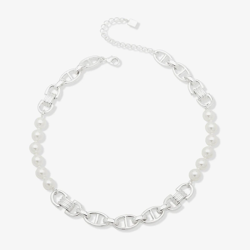 Worthington Silver Tone Womens 17 Inch Collar Necklace