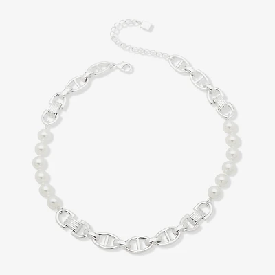 Worthington Silver Tone Womens 17 Inch Collar Necklace