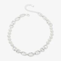 Worthington Silver Tone Womens 17 Inch Collar Necklace