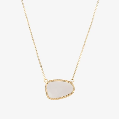 Silver Treasures Genuine Stone Womens White Mother Of Pearl 14K Gold Over Silver 18 Inch Pendant Necklace
