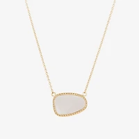 Silver Treasures Genuine Stone Womens White Mother Of Pearl 14K Gold Over Silver 18 Inch Pendant Necklace