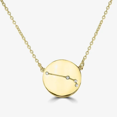 Sparkle Allure Zodiac Coin Womens Crystal 14K Gold Over Brass Round 16 Inch Pendant Necklace