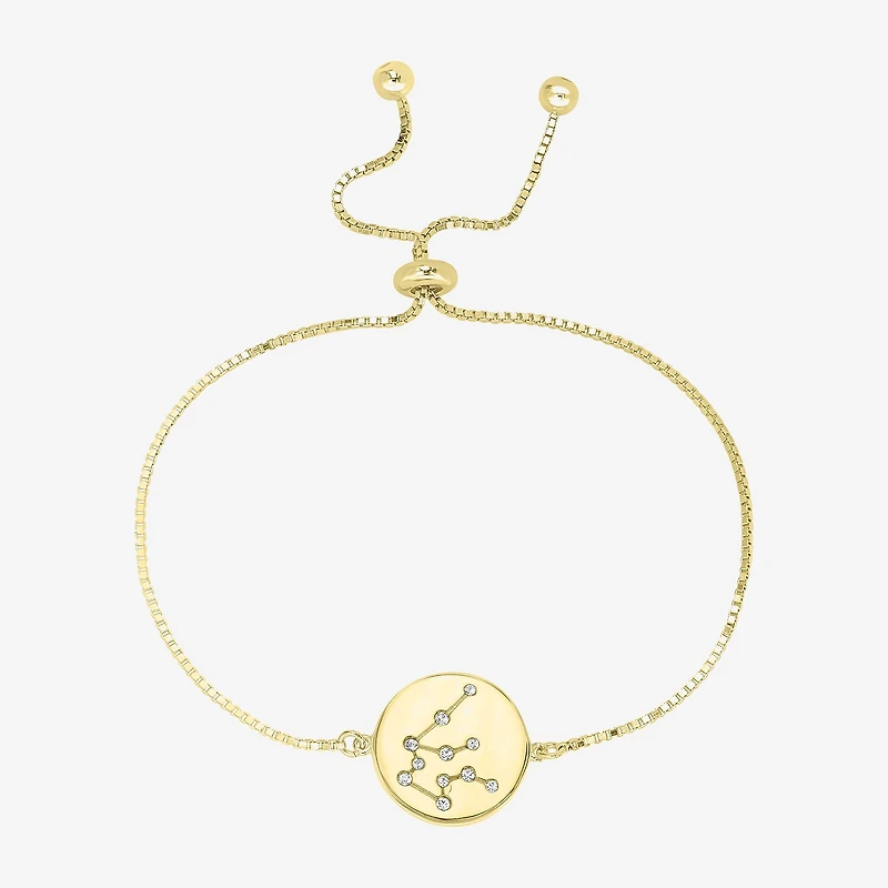 Sparkle Allure Zodiac Coin Womens Crystal 14K Gold Over Brass Round Bolo Bracelet