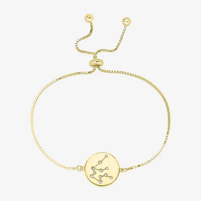 Sparkle Allure Zodiac Coin Womens Crystal 14K Gold Over Brass Round Bolo Bracelet