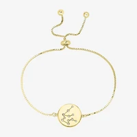 Sparkle Allure Zodiac Coin Womens Crystal 14K Gold Over Brass Round Bolo Bracelet