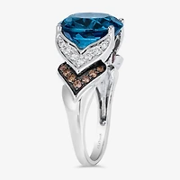 Le Vian® Grand Sample Sale™ Ring featuring CT. Deep Sea Blue Topaz™ 1/5 Chocolate Diamonds® 1/ Nude Diamonds™ set 14K Vanilla Gold