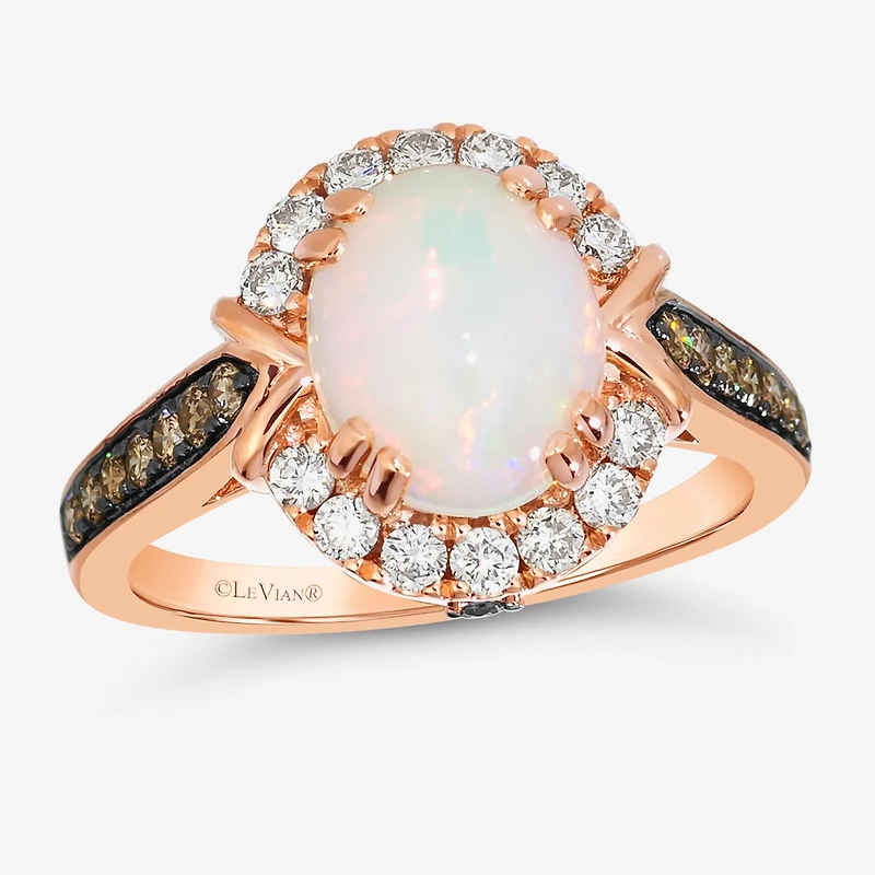 Le Vian® Grand Sample Sale™ Ring featuring 1 1/5 CT. Neopolitan Opal™ 1/4 Chocolate Diamonds® 1/3 Nude Diamonds™ set 14K Strawberry Gold®
