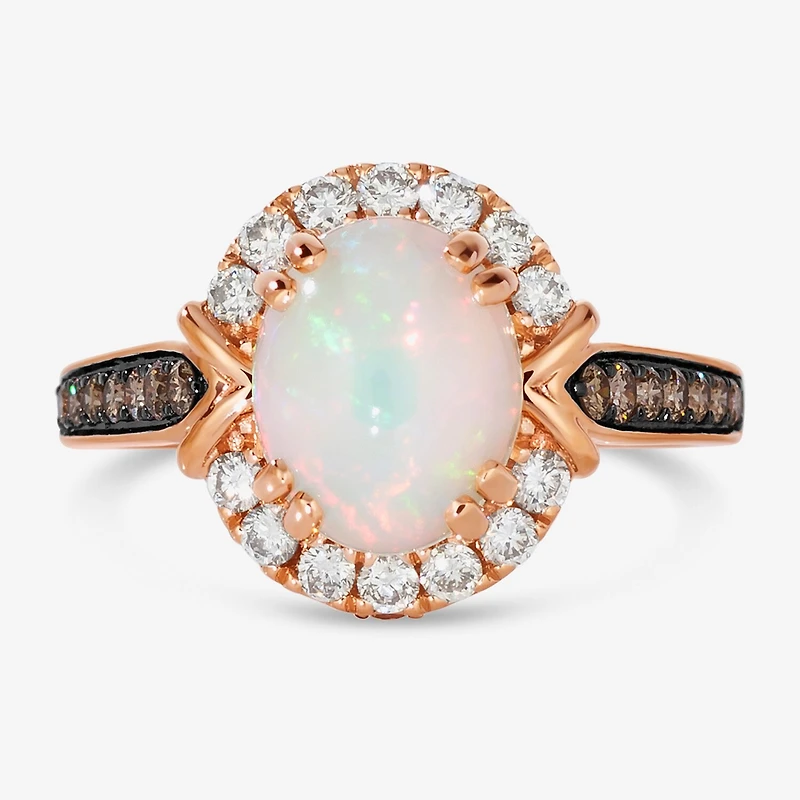 Le Vian® Grand Sample Sale™ Ring featuring 1 1/5 CT. Neopolitan Opal™ 1/4 Chocolate Diamonds® 1/3 Nude Diamonds™ set 14K Strawberry Gold®