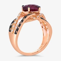 Le Vian® Grand Sample Sale™ Raspberry Rhodolite® and Chocolate & Vanilla Diamonds™ Ring 14K Strawberry Gold®