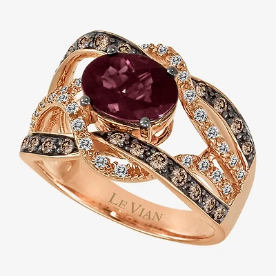 Le Vian® Grand Sample Sale™ Raspberry Rhodolite® and Chocolate & Vanilla Diamonds™ Ring 14K Strawberry Gold®
