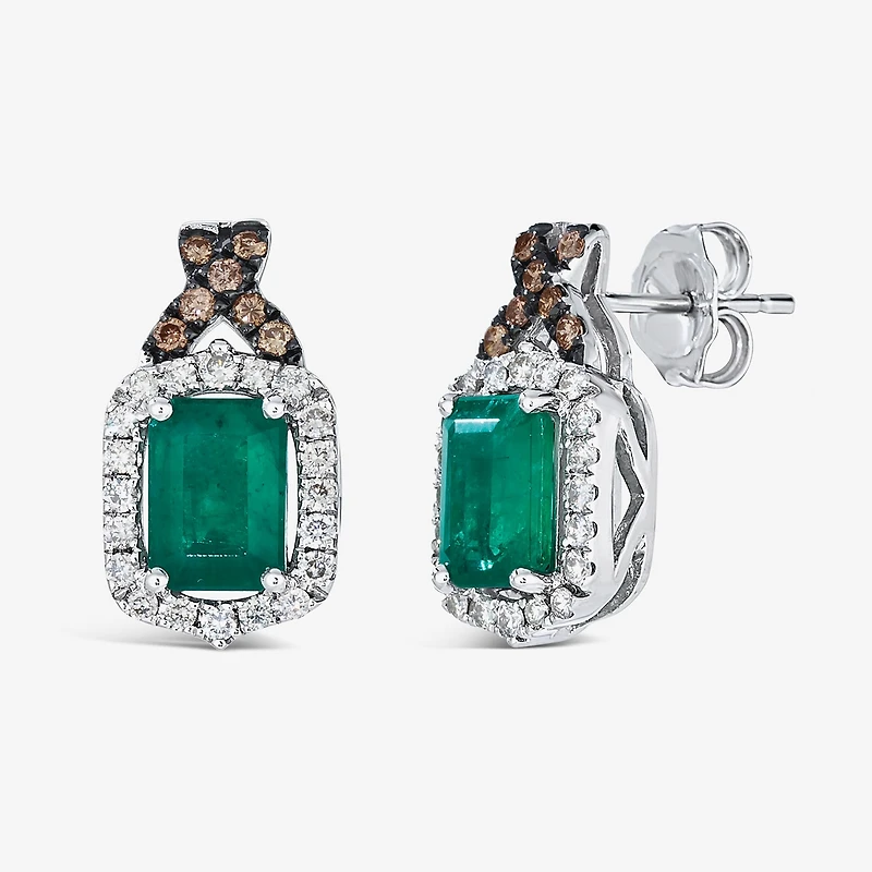 Le Vian® Grand Sample Sale™ Earrings featuring 1 1/2 CT. Emerald 1/3 CT. Nude Diamonds™ 1/8 CT. Chocolate Diamonds® set in 14K Vanilla Gold®