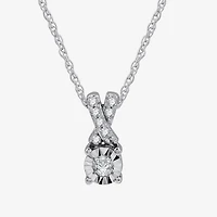 Womens 1/10 CT. T.W. Lab Grown White Diamond Sterling Silver Round 18 Inch Pendant Necklace