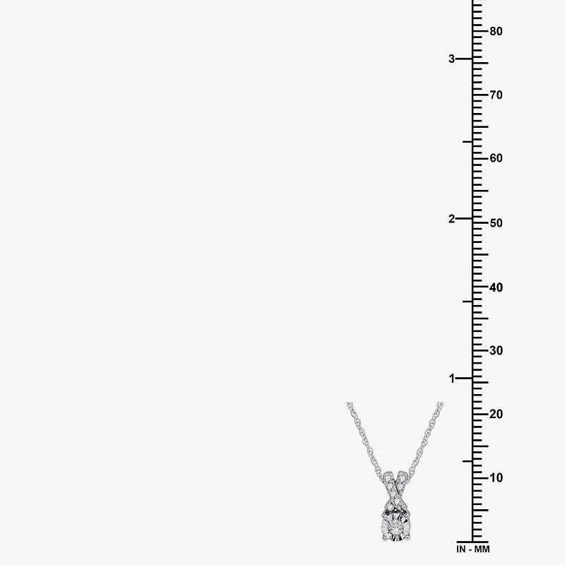 Womens 1/10 CT. T.W. Lab Grown White Diamond Sterling Silver Round 18 Inch Pendant Necklace