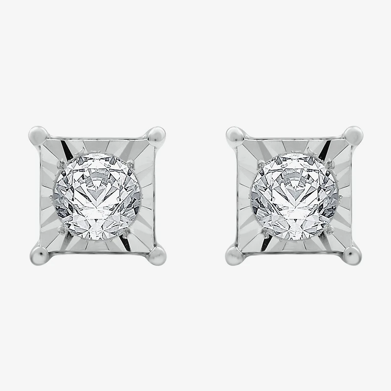 (G / Si1-Si2) 1/5 CT. Lab Grown White Diamond Sterling Silver 4.7mm Stud Earrings