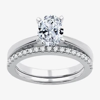 I Said Yes (G / Si1-Si2) Womens 1 1/4 CT. T.W. Lab Grown White Diamond Sterling Silver Oval Side Stone Solitaire Bridal Set