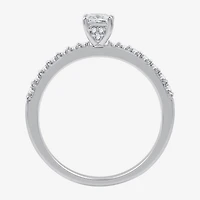 (G / Si1-Si2) Womens 1/2 CT. T.W. Lab Grown White Diamond 10K Gold Side Stone Engagement Ring