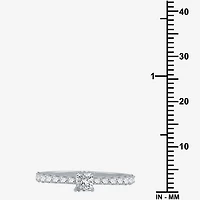(G / Si1-Si2) Womens 1/2 CT. T.W. Lab Grown White Diamond 10K Gold Side Stone Engagement Ring