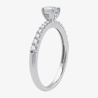 (G / Si1-Si2) Womens 1/2 CT. T.W. Lab Grown White Diamond 10K Gold Side Stone Engagement Ring