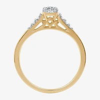 (G / Si1-Si2) Womens 1/2 CT. T.W. Lab Grown White Diamond 10K Gold Round Side Stone Engagement Ring