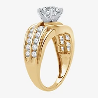 (G / Si1-Si2) Womens 2 CT. T.W. Lab Grown White Diamond 14K Gold Side Stone Bypass  Engagement Ring