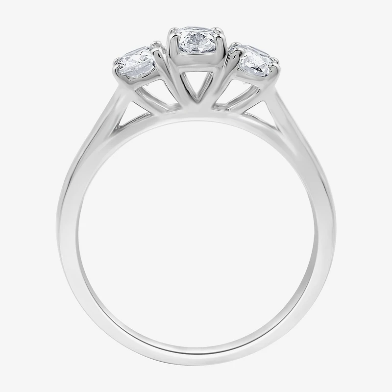 Love Lives Forever (G / Si1-Si2) Womens CT. T.W. Lab Grown White Diamond 10K Gold Oval 3-Stone Engagement Ring
