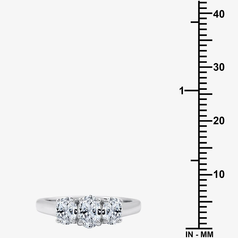 Love Lives Forever (G / Si1-Si2) Womens CT. T.W. Lab Grown White Diamond 10K Gold Oval 3-Stone Engagement Ring