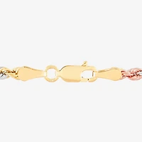 Unisex Adult 10K Tri-Color Gold 18 Inch Rope Chain Necklace