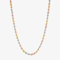 Unisex Adult 10K Tri-Color Gold 18 Inch Rope Chain Necklace