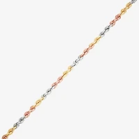 Unisex Adult 10K Tri-Color Gold 18 Inch Rope Chain Necklace