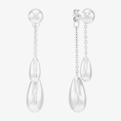 Womens Sterling Silver Circle Round Drop Earrings