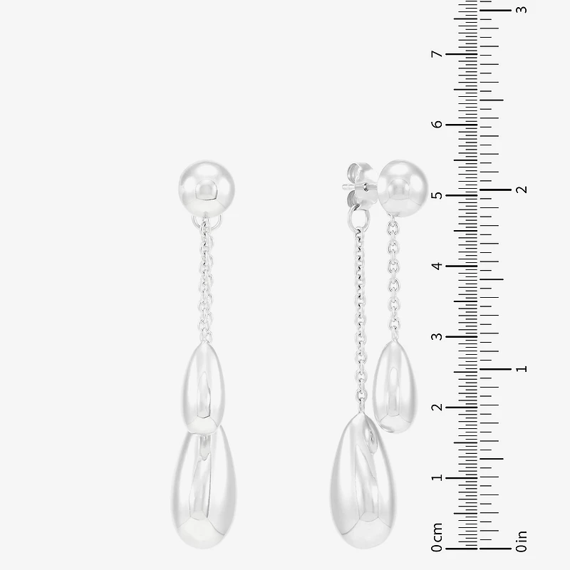 Womens Sterling Silver Circle Round Drop Earrings