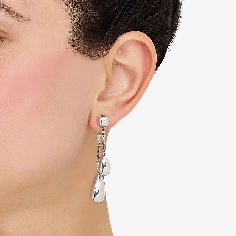 Womens Sterling Silver Circle Round Drop Earrings