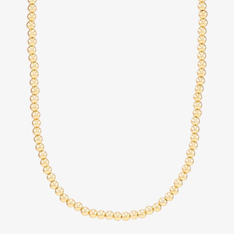 Womens 14K Gold Over Silver 20 Inch Beaded Necklace