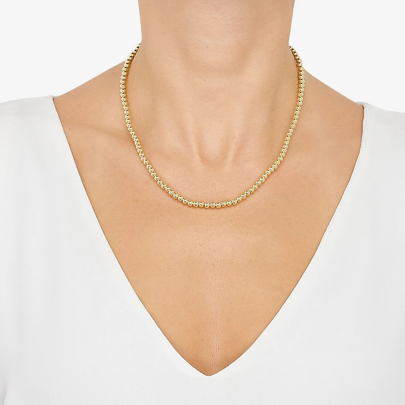 Womens 14K Gold Over Silver 20 Inch Beaded Necklace